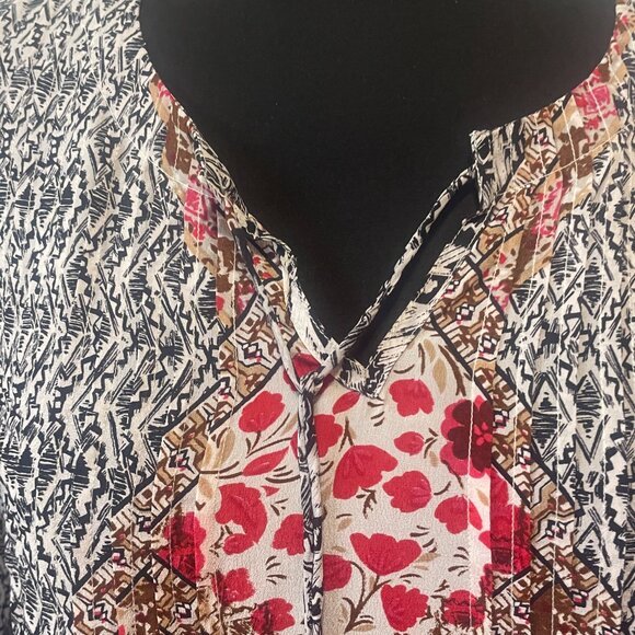 Kyla Seo Anthropologie Womens Colorful Oversized Tunic Boho Pintuck Blouse S - Picture 5 of 12